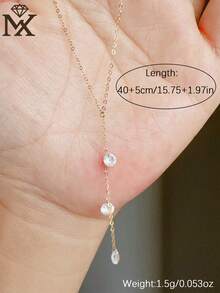 SYMFNY 1 chiếc dây chuyền mặt đá Zirconia bằng bạc Sterling S925, kiểu dáng tối giản, tinh tế, dài, trang sức đa năng phù hợp đeo hàng ngày. - Vàng - Xem 4