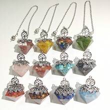 1件天然玫瑰石英水晶摆锤，7脉轮占卜，能量，健康，宝石石英首饰吊坠，节日礼物佳品 - Hexagonal Column - 查看 12