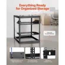 12U Open Frame Network Rack, 23 In Depth, Wall Mounted Or Floor Standing Server Rack, Heavy Duty 4 Post, With Vented Shelves & Mounting Hardware, Holds All Your Networking IT Equipment AV Gear - 12U - View 5