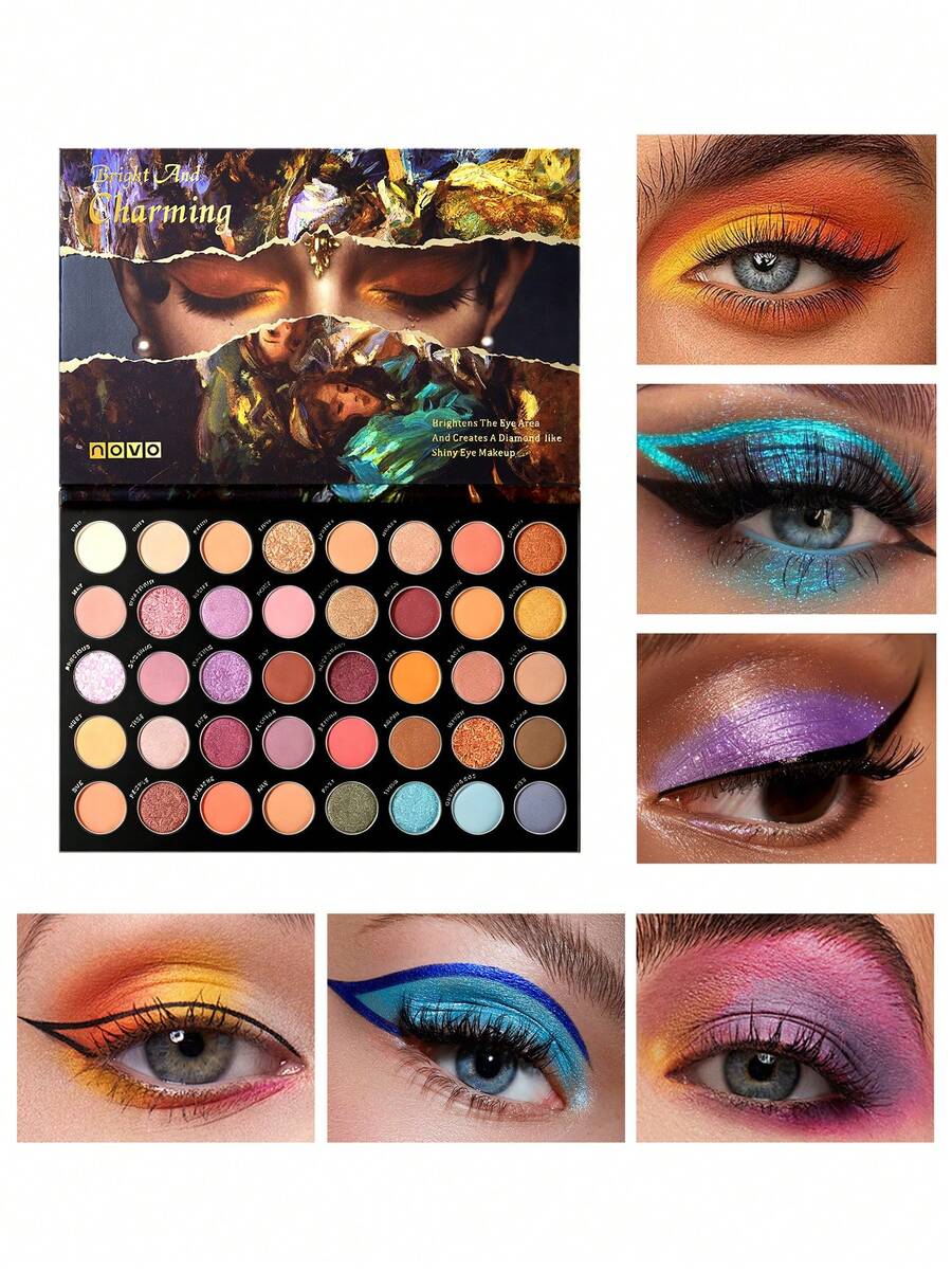 NOVO 40-Color Eyeshadow Palette – Matte & Shimmer, Highly Pigmented, Long-Lasting - 02# Violet Bliss - 查看 1