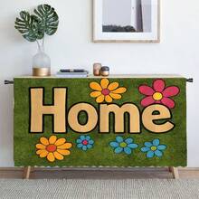 1 pieza Falda de mesa de terciopelo corto de poliéster con estampado floral verde hierba, cortina colgante conveniente para gabinetes de cocina, decoración ideal para el hogar en la cocina, lavandería, armarios de almacenamiento, también adecuada para cortinas de ventana - Multicolor - Ver 11