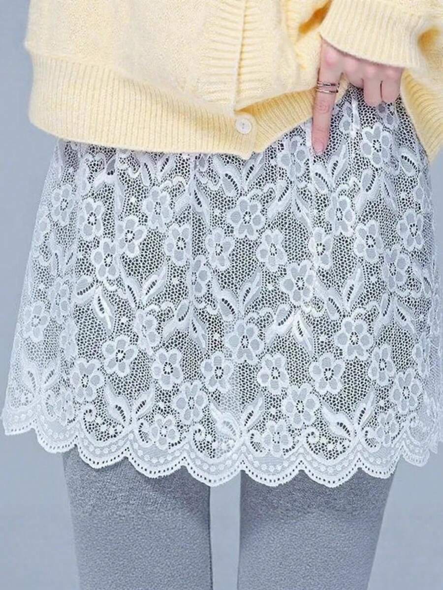 1pc Women Lace Extended Mini Lace Slip Skirt,Travel Essential,Beach Towel - Multicolor - View 1