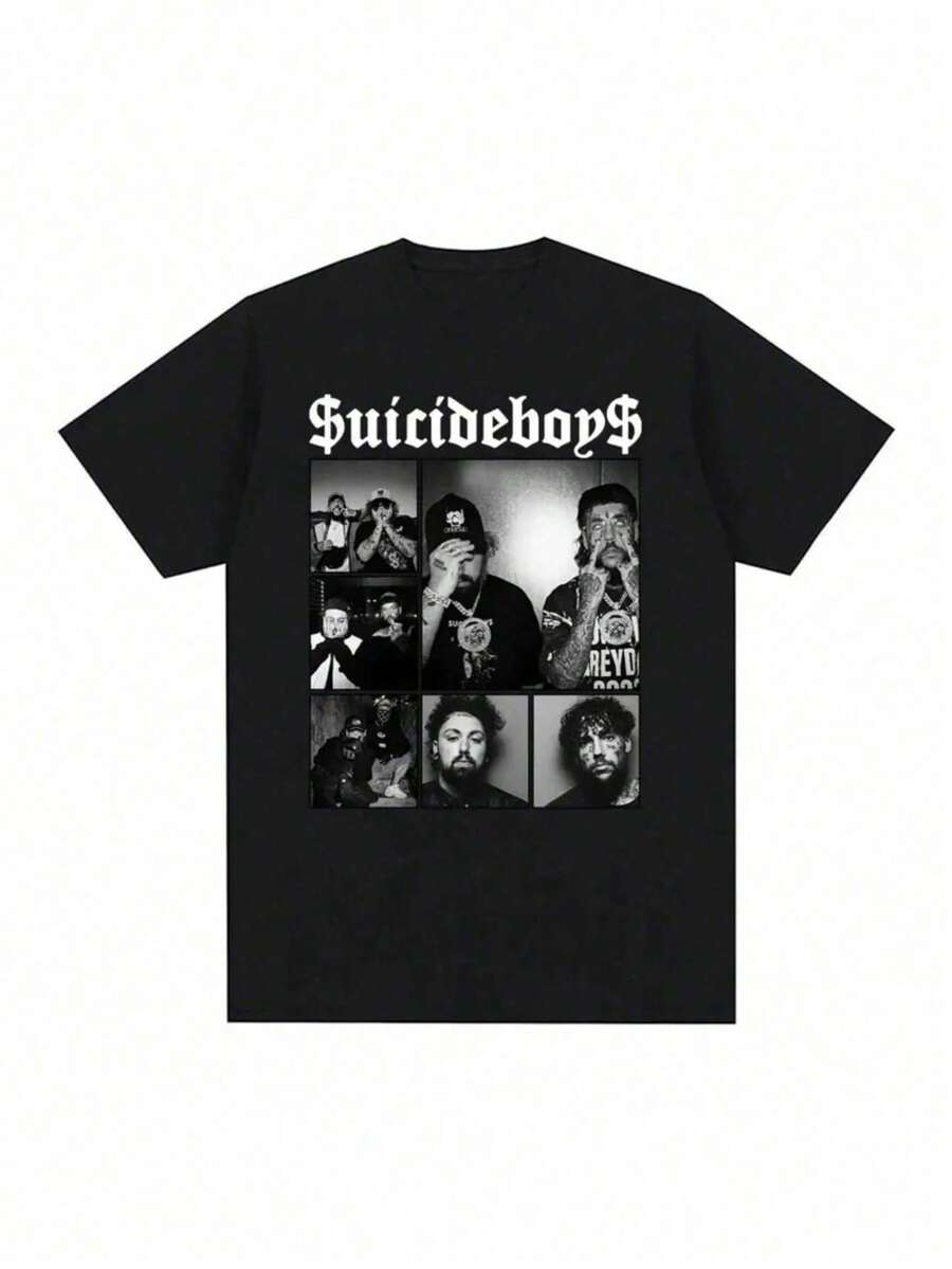 Suicideboy Era Tour Graphics Print T-Shirts For Teen Shirt Tops Harajuku Hip Hop Rock Style T Shirts Unisex Fashion Regu - màu đen - Xem 1
