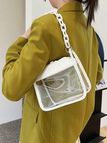 1 Set Transparent Bag With Coin Purse, Waterproof Clear Mini Square Bag, PVC Crossbody Bag With Large Capacity For 2025 - White - View 4