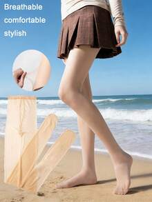 1pc Women's Apricot Color Pantyhose, Sexy & Fashionable, Breathable, Suitable For Daily Wear, Vacation, Date, Wedding, Mother's Day Gift - Apricot - View 6