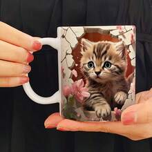 1 st keramisk kopp med kattmönster, söt kaffemugg, tekopp, högtids- och födelsedagspresent, heminredning - Multifärgad - Visa 8