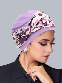 Casual Stretchy Turban Hat Made Of Soft Material, Featuring A Breathable Design And Floral Prints - Color - View 8