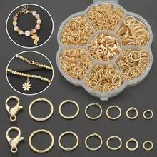 600pcs/Box KC Golden Includes A 12mm Lobster Clasp And Various Sizes Of Loops. Suitable For DIY Jewelry Making, Including Bracelets, Necklaces, Anklets, Bag Charms, Keychains, Beaded Connecting Rings, And Other Jewelry Making Materials And Parts. - Multicolor - View 2