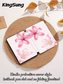 Kingsung Lily Flower Pattern Tablet Protective Case, Compatible With Ipad 9.7/10.2/10.5/10.9/12.9 Inch/Pro 11 Inch, 10th Gen, Galaxy Tab S6 Lite 10.4 Inch, Kindle Paperwhite 12th Gen 2024, Kindle 11th Gen 2022, Soft Shock-Proof, Stand Design, Smart Wake/Sleep - Multicolor - View 10