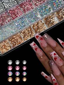 24pcs Colorful Nail Art Decorations, Flat Asymmetrical Rhinestones, Resin Rhinestones, Nail Jewelry Accessories Nails - Multicolor - View 4
