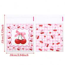 200pcs Mixed Random Cute Gift Packaging Bags, Cherry And Bow Pattern Plastic Gift Bags, Jewelry Self-Adhesive Decorative Packaging Bags, Creative DIY Handmade Self-Adhesive Packaging Bags, Suitable For Holiday, Birthday, Wedding And Party Gift Decoration Packaging. - Gift Bags - View 5