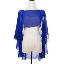 New Soft Wedding Capes Long Solid Color Chiffon Shrug Wedding Wraps Womens Ladies Fashion Accessories - màu đen - Xem 2