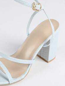 Women's Blue Square Toe Sandals, Sexy Stiletto High Heels, Party Fashion Minimalist Comfortable Heels, Elongating Legs - Blue - View 7