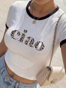 1 pièce T-shirt décontracté à manches courtes et col rond pour femmes - Imprimé mignon de tigre de dessin animé portant des lunettes roses et du chewing-gum, style de rue Y2K blanc d'été - Blanc - Voir 6