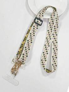 1pc Fabric Embroidered Phone Lanyard, Adjustable Crossbody Strap, Phone Case Hanging Chain, Halter, Charging Port Card Slot, Anti-Lost Phone Lanyard With Clip - Multicolor - View 32