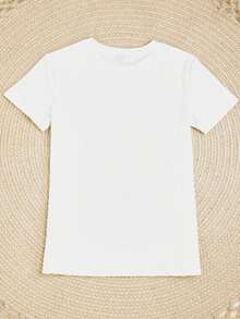 Women's Casual Short-Sleeved T-Shirt With Round Neck And Heart Print For Summer, New Year's Clothing, Graphic T-Shirt For Women - 白色的 - 查看 2