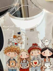 Women's Solid Color Round Neck Casual Loose Tank Top White Summer - White - View 4