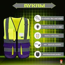 Pink Reflective Safety Vest For Women, Working Safety Gear With Strips, High Visibility Work Vest For Construction, Medium - 黃紫色 - 查看 5