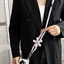 1PC Flower Fluffy Phone Lanyard Crossbody Adjustable Plush Flower Phone Chain Wrist Chain Exquisite High-End Phone Case Lanyard Autumn Winter Light Luxury Little Bee Camera Crossbody Shoulder Strap Rope Lanyard - MultiWarna - View 5