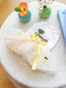 1 pièce Vêtements pour animaux de compagnie, Vêtements pour chien/chat, Tenue pour petit chien/chiot, Série de robes en tulle à l'ananas - Multicolore - Voir 4