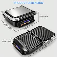 SUSTEAS LCD Sandwich Maker And Breakfast Machine With LCD Temperature Display, 304 Stainless Steel, Ideal For Breakfast, Sandwich Toasting, And Grilling Meat - Black - View 2