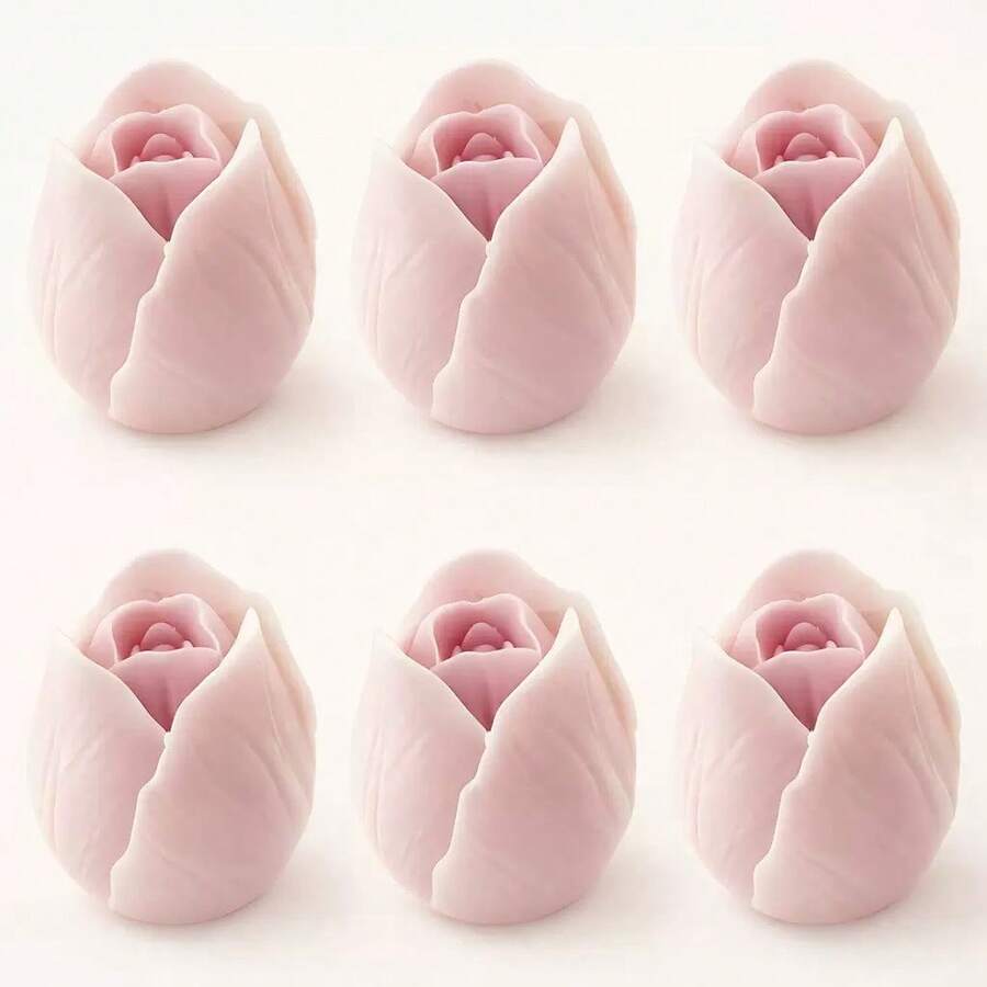 6pcs Tulip Candle Flower Mold DIY Floral Aromatherapy Candle Plaster Handmade Soap Resin Diffuser Stone Home Decor Ornament Multi-Functional Decorative Ornament Easy Release Reusable Mold - Flowers - View 1