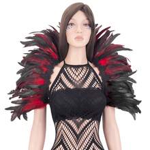 Poncho de plumas artificiales estilo victoriano, capa, esclavina, envolvente con cuello de encaje, disfraz de bruja para hombros y chal para Halloween - Multicolor - Ver 2