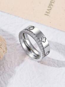 2pcs 18K Gold Plated Stainless Steel 4-Leaf Clover Rings, Elegant Women's Bracelet Jewelry, Suitable For Daily Wear And Gift - Multicolor - View 20