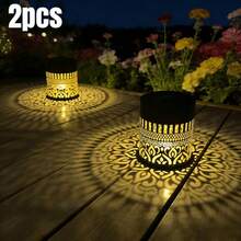 1/2/4pcs Solar Powered Outdoor Projection Lights, Hollow-Out Garden Path Decor Lights - Large Mandala - View 15