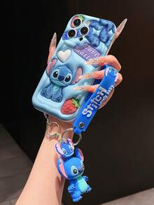 Disney Has Authorized, Phone Case - Chain Set, The Stitch Lilo & Stitch 3D Phone Case Plus A Silicone 3D Stitch Bracelet With Metallic Ring Removable Bracelet, Stitch And Angel Pattern, Compatible With Iphone 17/16/15/14/13/12/11/XS/XR/X Plus Pro Max, A Stylish Cartoon Phone Case, The Perfect Gift Choice, Phone Protection, Durable Phone Cover, Great Gift For Friends And Family - 白色款式A - 查看 3
