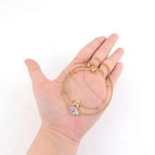 2Pcs/Set New Classic Initial Eye Golden Stainless Steel Chain Layered Bracelets For Women - Yellow Gold - View 3