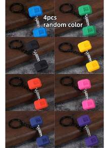 4/1pcs Random Color Mini Dumbbell Keychain, Silicone Fitness Keychain, Sports Theme Keychain, Suitable As Party Gift, Christmas Gift For Fitness Enthusiasts, Car Key And Backpack Accessory, Color: Pink/Black/Green/Sky Blue/Blue/Orange/Purple - Multicolor - View 13