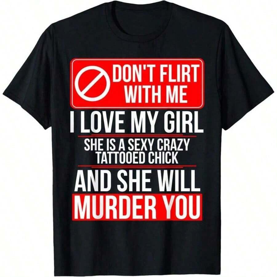 Camiseta a juego para parejas con diseño de novia tatuada. - Negro - Ver 1