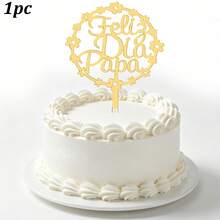 1 pièce/Ensemble de 3 pièces Ensemble de décorations de gâteau en acrylique doré "Feliz Dia Papa" et "Feliz Dia Mama" en espagnol - Fournitures pour fête de la Fête des Pères et de la Fête des Mères en Amérique latine - multicolore - Voir 21