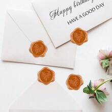 20 PCS Eucalyptus Pattern Self-Adhesive Wax Seal Stickers For Gifts Wedding Invitation Envelope Sealing-Orange - Eucalyptus Orange - View 8