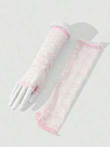 White Floral Lace Gloves Suitable For Weddings, Parties, Valentine's Day, Summer Bridal Wear, And Autumn Accessories. Fashionable And Versatile For Everyday Use, Suitable For All Seasons - 008A-13*1 - Xem 6