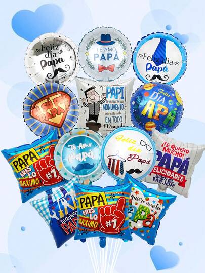 10 piezas de globos de papel de aluminio de 10 pulgadas para el Día del Padre, estilos aleatorios que incluyen corbata azul, bigote, el mejor papá del mundo, baloncesto, papá, adecuados para regalos del Día del Padre, decoración de fiesta de cumpleaños, decoración interior/exterior del Día del Padre, suministros para fiestas del Día del Padre