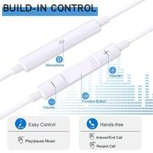 Auriculares blancos sencillos, compatibles con Lightning para iPhone: con micrófono incorporado y control de volumen. ¡Excelentes para llamadas y música! - Para-C - Ver 5