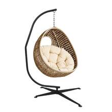Soporte plegable para silla colgante y hamaca - Estructura de acero robusta, base desplazada con giratorio 360°, soporta 150 kg, ideal para patios, balcones y porches Solo soporte, sillas no incluidas - Caqui - Ver 1