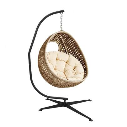 Soporte plegable para silla colgante y hamaca - Estructura de acero robusta, base desplazada con giratorio 360°, soporta 150 kg, ideal para patios, balcones y porches Solo soporte, sillas no incluidas