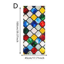 Colorful Glass Static Cling Window Film, Geometric Blue & Green Leaf Pattern Privacy Decorative Film, Removable No Glue Glass Sticker For Bathroom, Dining Room, Office Window Decor - Frosted Film - View 17