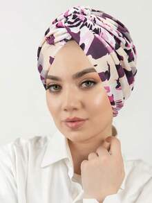 1pc New Printed Headscarf, Twist Turban Hat, Versatile Women Headwrap Cap - Printing - View 9