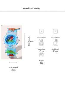 Cute Silicone Strap Dinosaur Pattern LED Light Quartz Cartoon Children Watch - Baby Blue - View 5