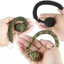 Outdoor Self-Defense Umbrella Rope,Monkey Fist Steel Ball, Paracord Survival Key Chain, Outdoor Safety Protection Accessories - 黑色 - 查看 11