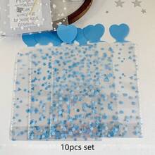 10 piezas Bolsas de empaque transparentes con forma de corazón lindas, fundas de PVC transparente con patrón geométrico adecuadas para pequeños negocios - Conjuntos - Ver 12