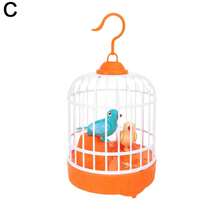 jaula de pájaros de simulación electrónica para niños, juguete con sonido, voz realista, jaula para loros, juguete eléctrico para mascotas para niños - A - Ver 9