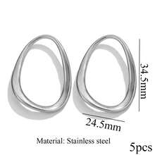 5 piezas de conectores de marco oval asimétrico chapados en oro de 18K de acero inoxidable, adecuados para pendientes, collares, pulseras y otros accesorios de fabricación de joyas DIY - colgante - Ver 15