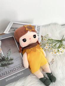 1pc 35cm/13.78 Inch Soft Plush Doll, Sunflower Big-Eyed Girl, Soft Bee Pattern Dress & Floral Decor, Cute Birthday Gift For Girls & Bedroom Decor, Holiday Gift, Plush Doll(Children's Day, Christmas, Easter) - Yellow - View 4