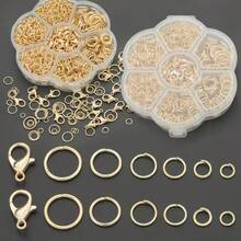 600pcs/Box KC Golden Includes A 12mm Lobster Clasp And Various Sizes Of Loops. Suitable For DIY Jewelry Making, Including Bracelets, Necklaces, Anklets, Bag Charms, Keychains, Beaded Connecting Rings, And Other Jewelry Making Materials And Parts. - Multicolor - View 4