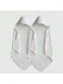 2pcs Baby Hooded Bath Towel, Super Soft Coral Fleece Absorbent Children's Solid Color Bath Robe, Newborn Baby Bathing Cloak Robe For Autumn/Winter - Machine Washable, Perfect Gift For Baby Shower - White + White - View 12